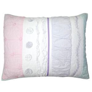 Pottery Barn Kids Standard Pillow Sham BAILEY Pink Ruffle Quilted Pastel Nursery